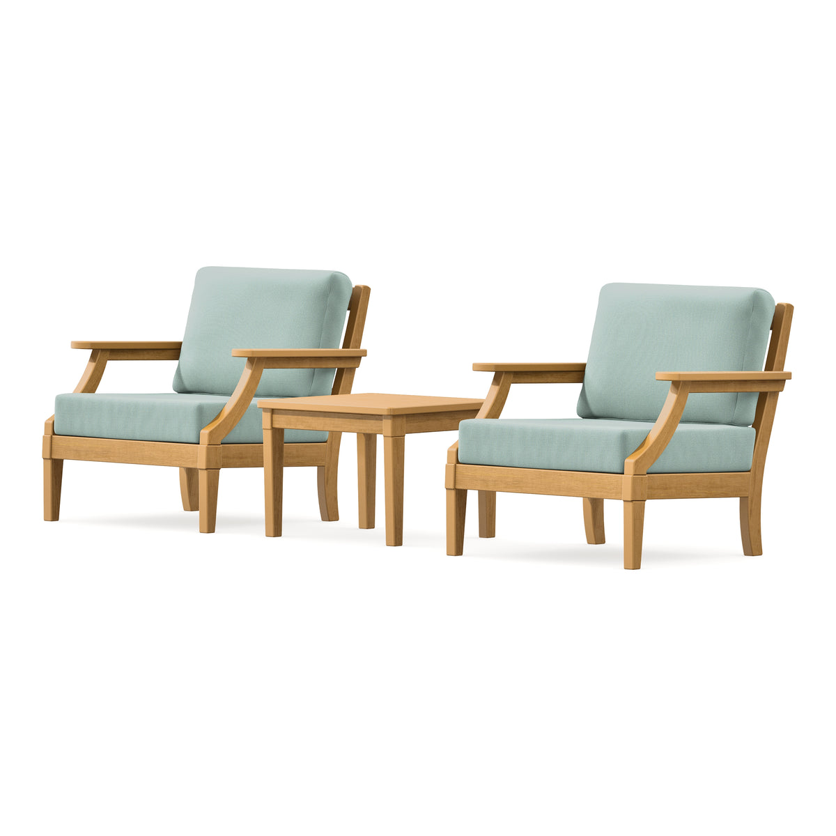 POLYWOOD PW Designer Series Estate 3-Piece Lounge Chair Set in Natural / Spa