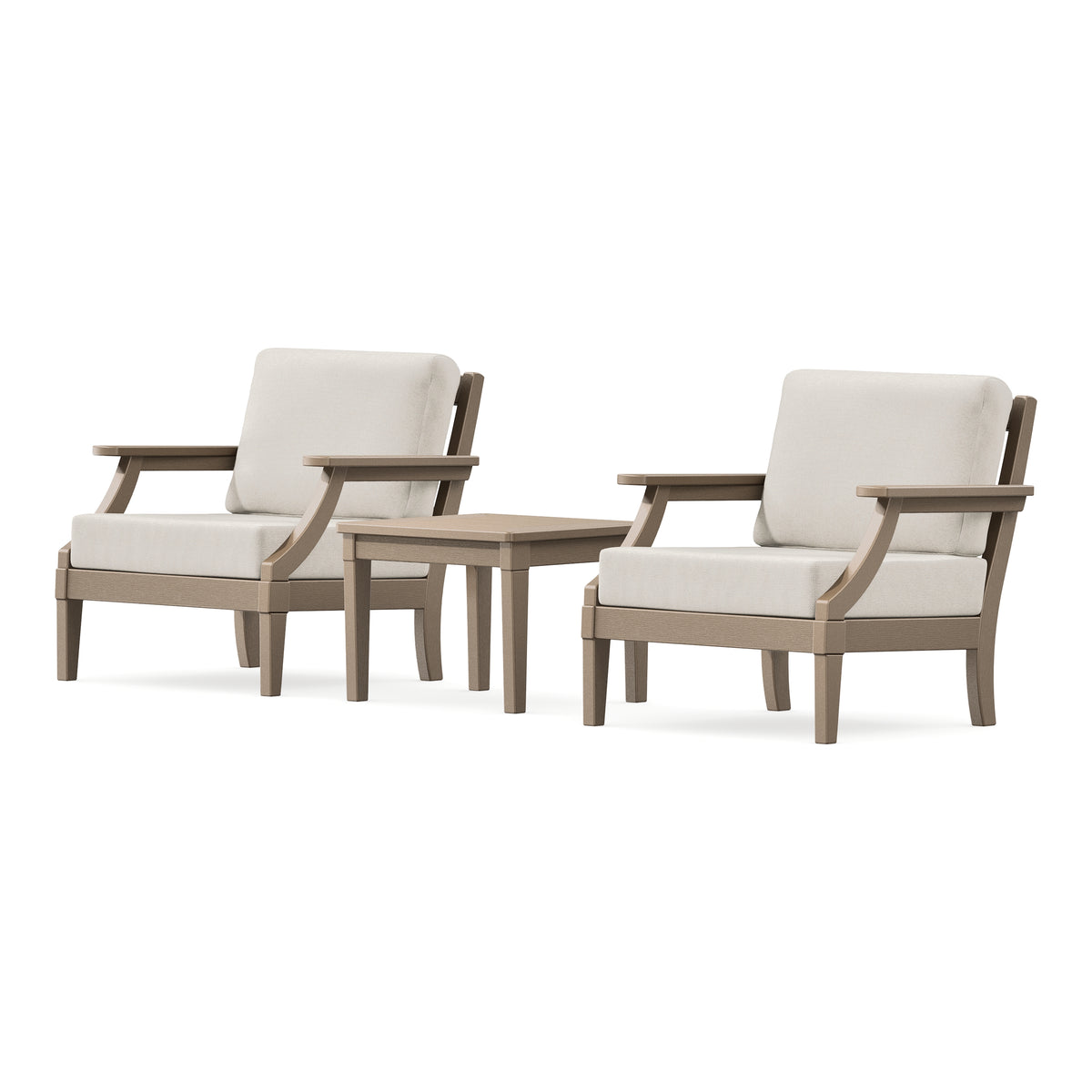 POLYWOOD PW Designer Series Estate 3-Piece Lounge Chair Set in Vintage Sahara / Dune Burlap