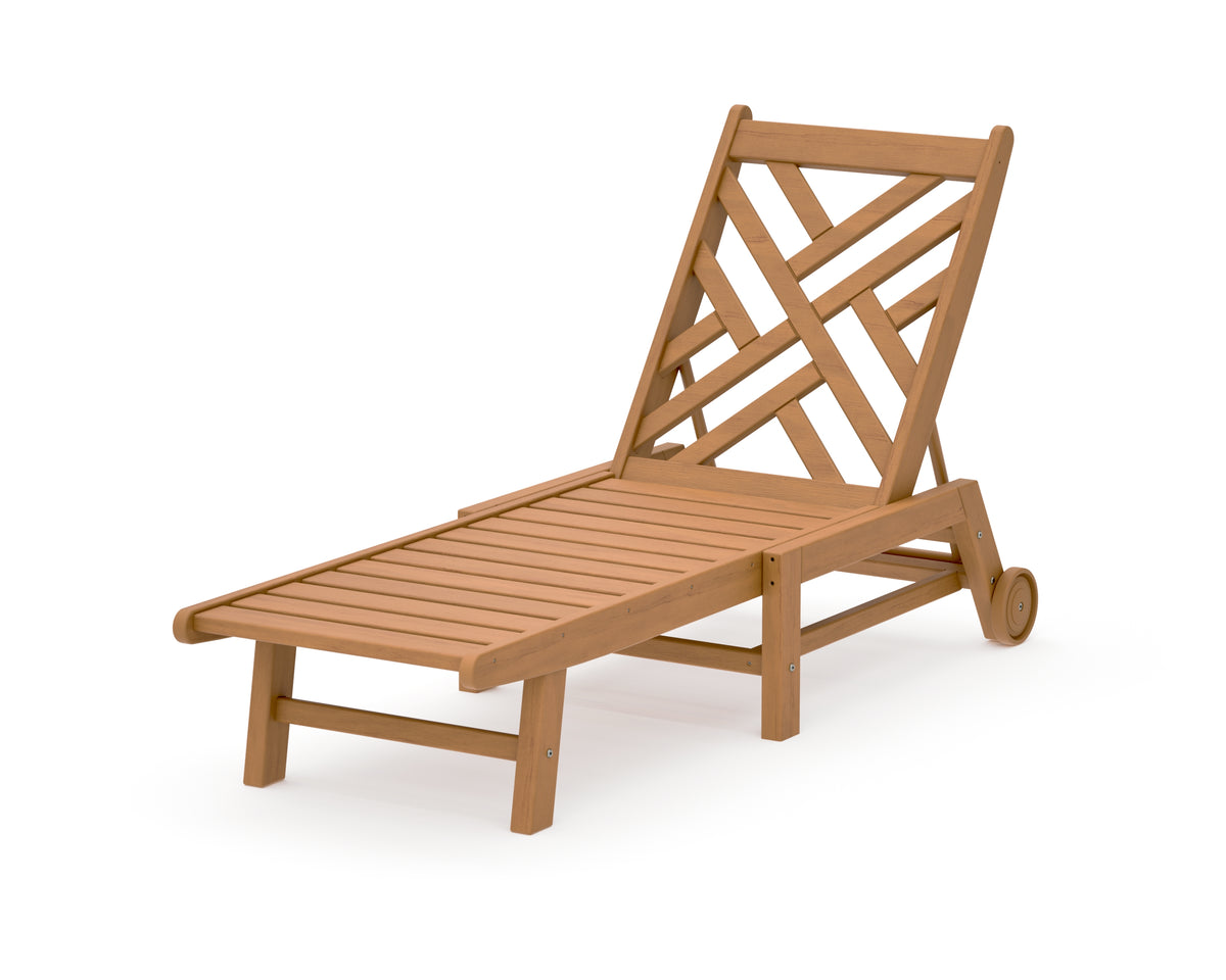 POLYWOOD Chippendale Chaise with Wheels in Natural