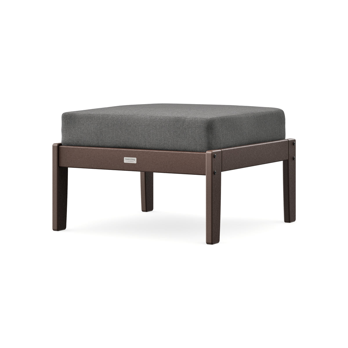 POLYWOOD Cottage Deep Seating Ottoman in Mahogany / Ash Charcoal