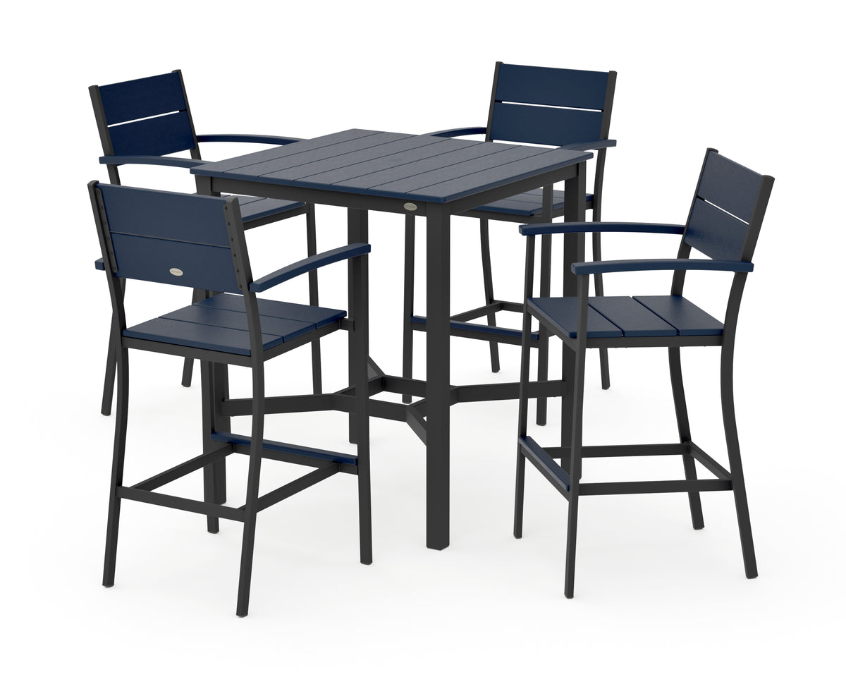 POLYWOOD Main Street 5-Piece Bar Set in Black / Navy