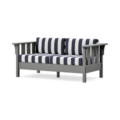 POLYWOOD Acadia Deep Seating Loveseat in Slate Grey / Cabana Stripe Navy
