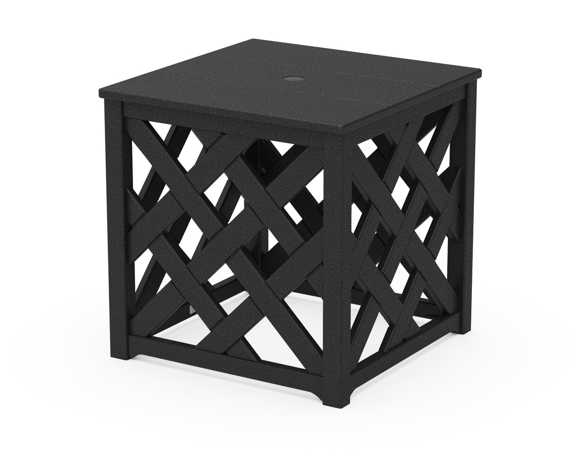 POLYWOOD Wovendale Accent Umbrella Table in Black