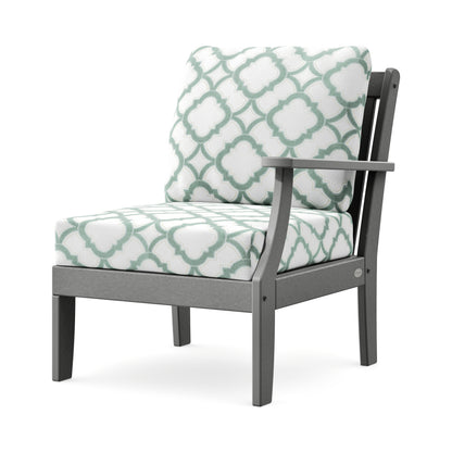 POLYWOOD Braxton Modular Right Arm Chair in Slate Grey / Trellis Glacier Spa