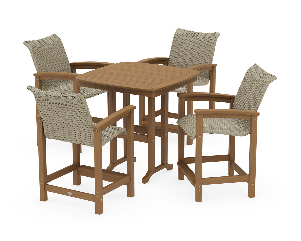 POLYWOOD Coastal Woven 5-Piece Counter Set in Natural / Dune Grass