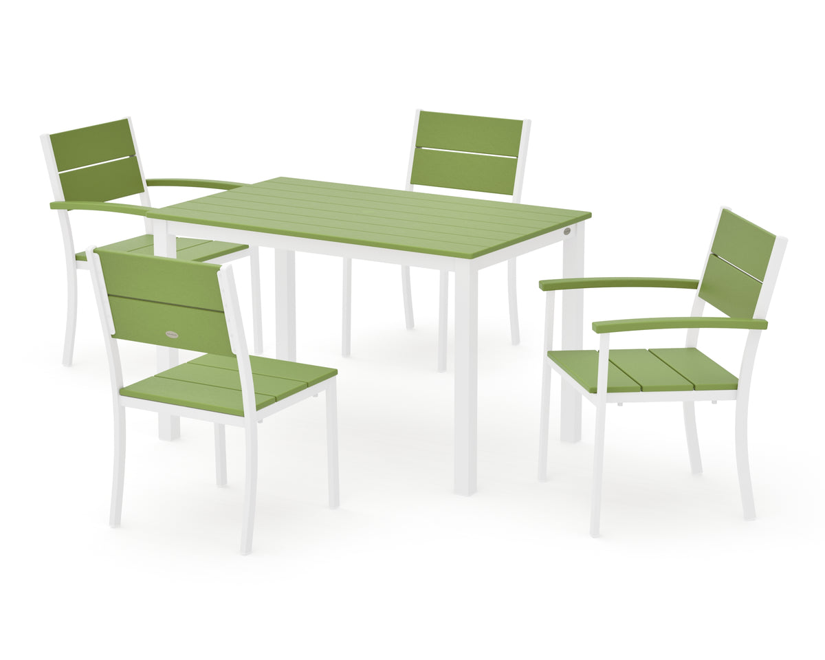 POLYWOOD Main Street 5-Piece Dining Set with Main Street 30 x 48 Dining Table in White / Lime
