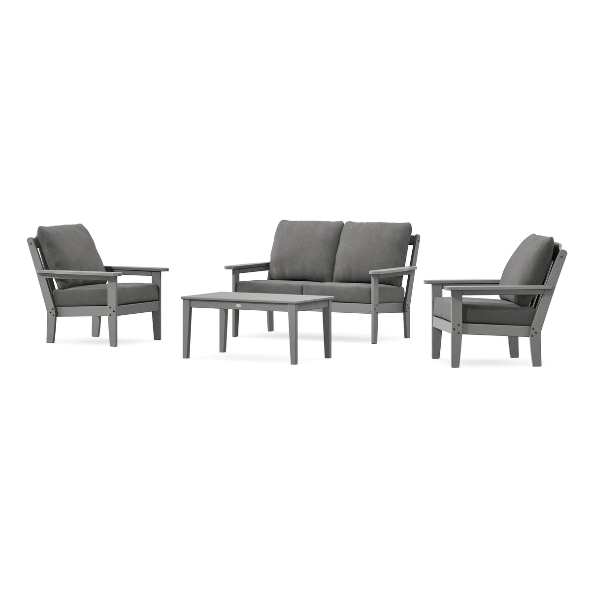 POLYWOOD Country Living Cottage 4-Piece Deep Seating Set with Loveseat in Slate Grey