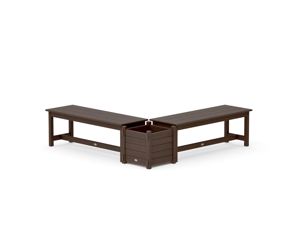 POLYWOOD 48" Nautical L-Shaped Planter Bench Set in Kona