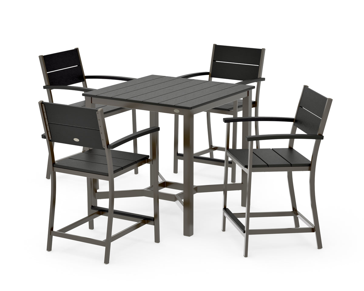 POLYWOOD Main Street 5-Piece Counter Set in Bronze / Black