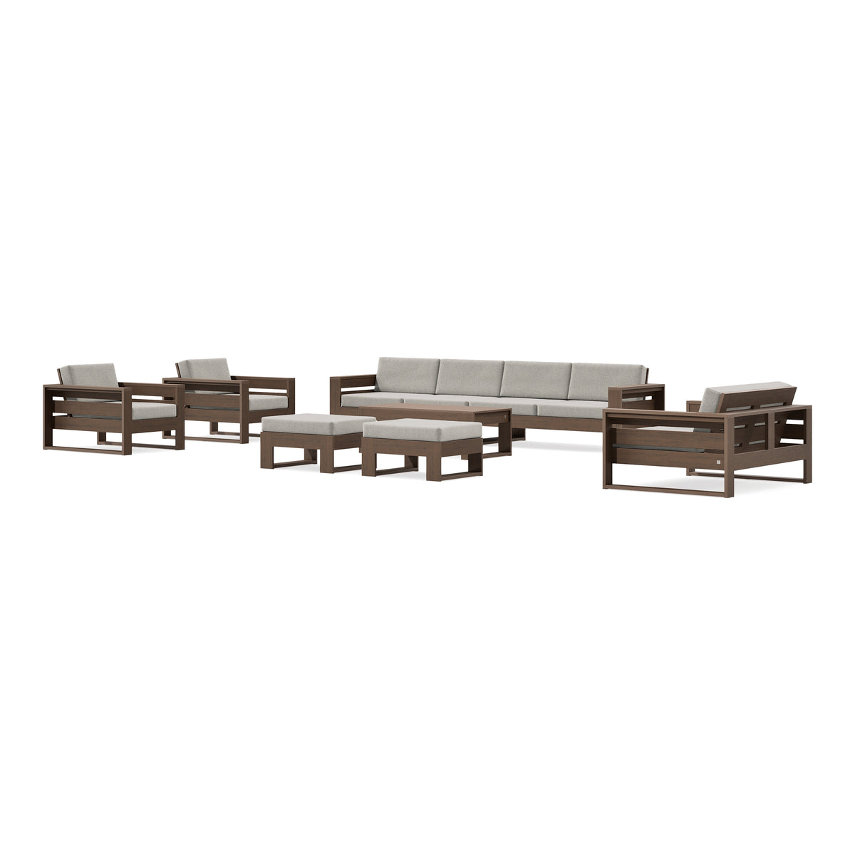 POLYWOOD PW Designer Series Latitude 8-Piece Lounge Sofa Set in Kona / Weathered Tweed