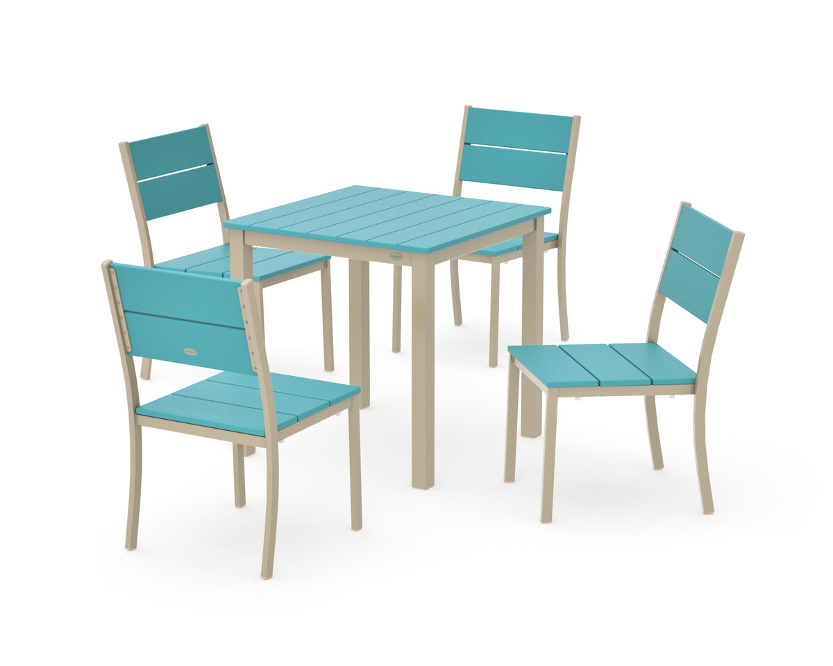 POLYWOOD Main Street 5-Piece Square Dining Set- Small in Sand / Aruba