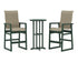 POLYWOOD EDGE Woven Highback 3-Piece Farmhouse Bar Set in Green / Dune Grass