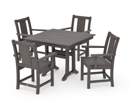 POLYWOOD Prairie 5-Piece Farmhouse Dining Set with Trestle Legs in Driftwood