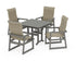 POLYWOOD EDGE Woven High-Back 5-Piece Farmhouse Dining Set in Slate Grey / Dune Grass