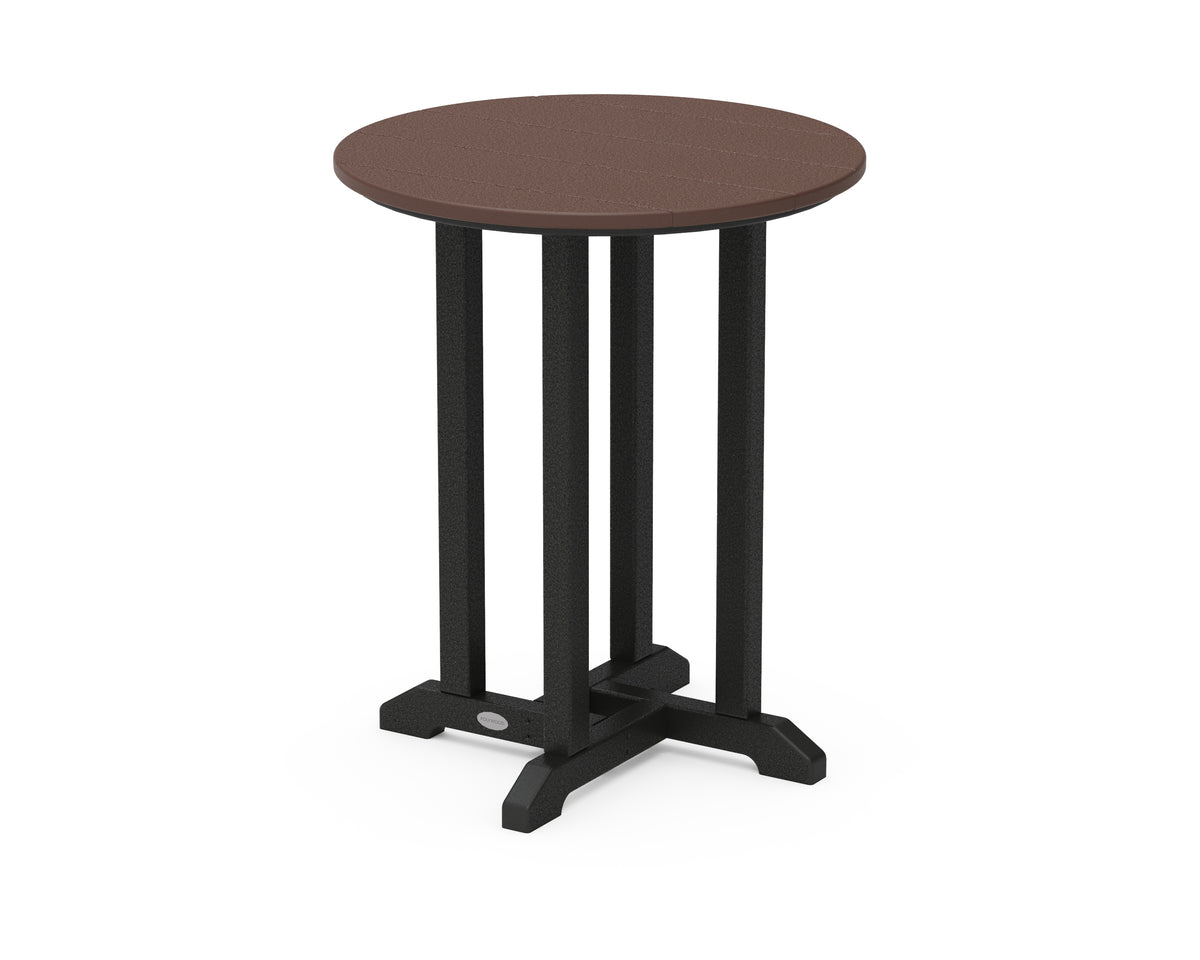 POLYWOOD Contempo 24" Round Dining Table in Black / Mahogany