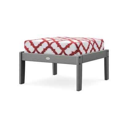 POLYWOOD Braxton Deep Seating Ottoman in Slate Grey / Trellis Crimson