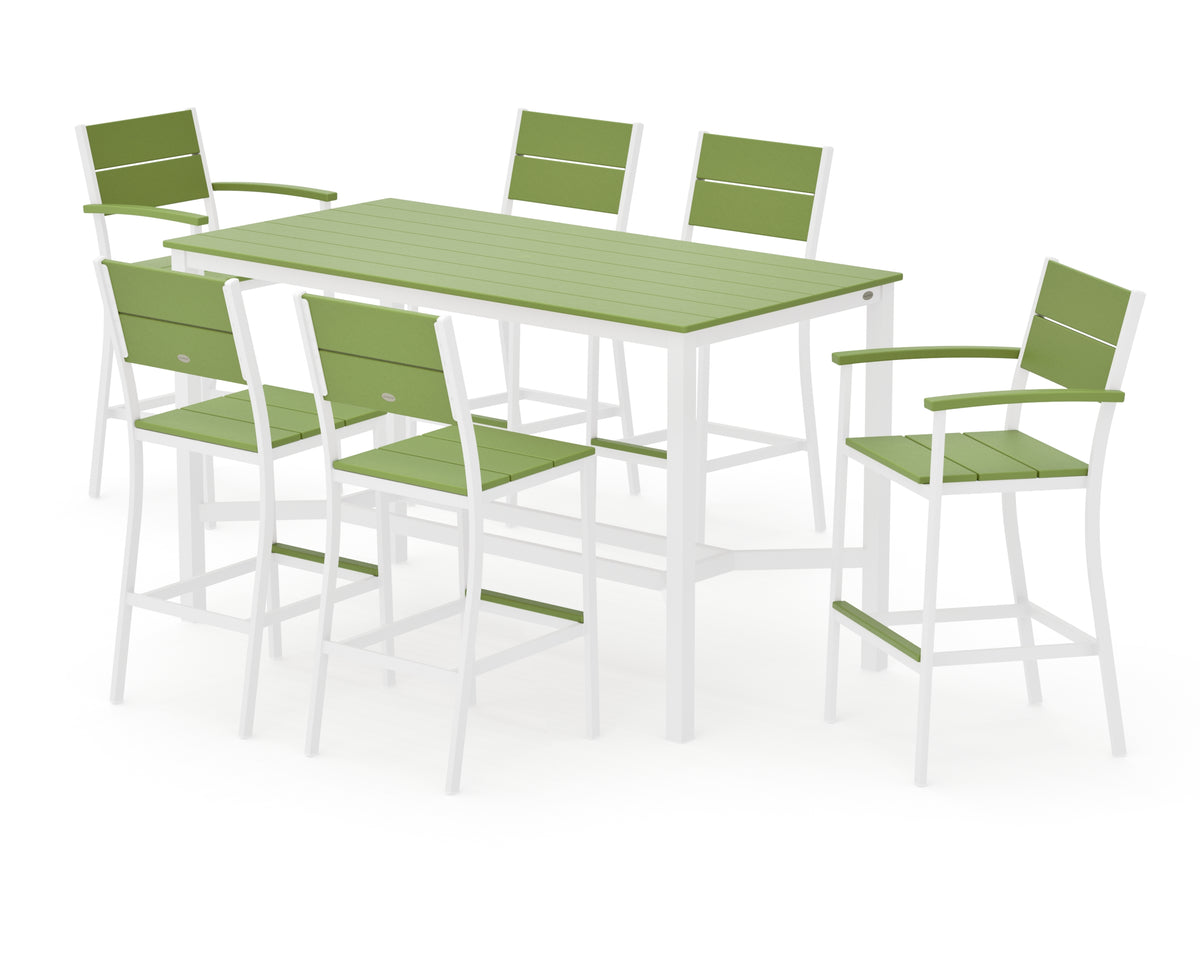 POLYWOOD Main Street 7-Piece Bar Set in White / Lime
