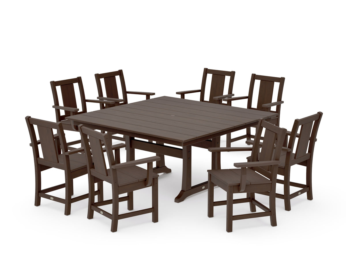 POLYWOOD Prairie 9-Piece Square Farmhouse Dining Set with Trestle Legs in Kona