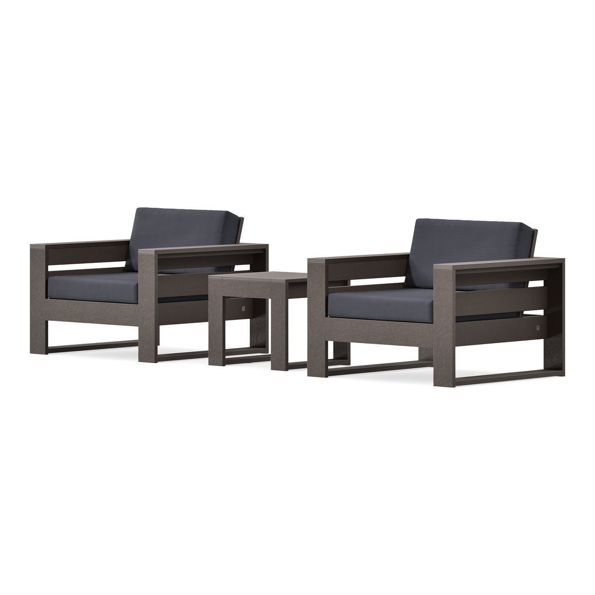 POLYWOOD PW Designer Series Latitude 3-Piece Lounge Chair Set in Vintage Coffee / Midnight Linen