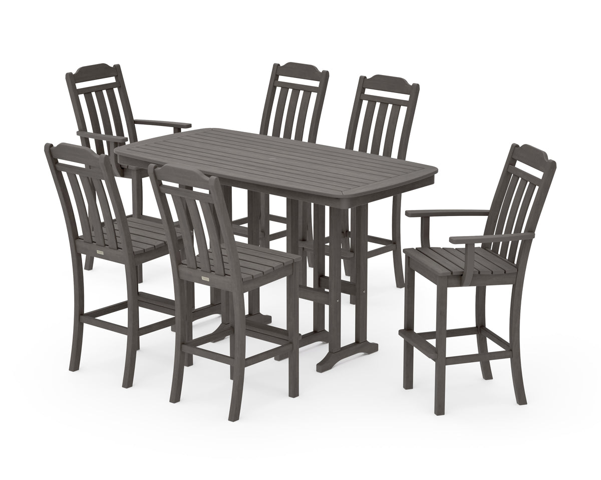 POLYWOOD Cottage 7-Piece Bar Set in Driftwood