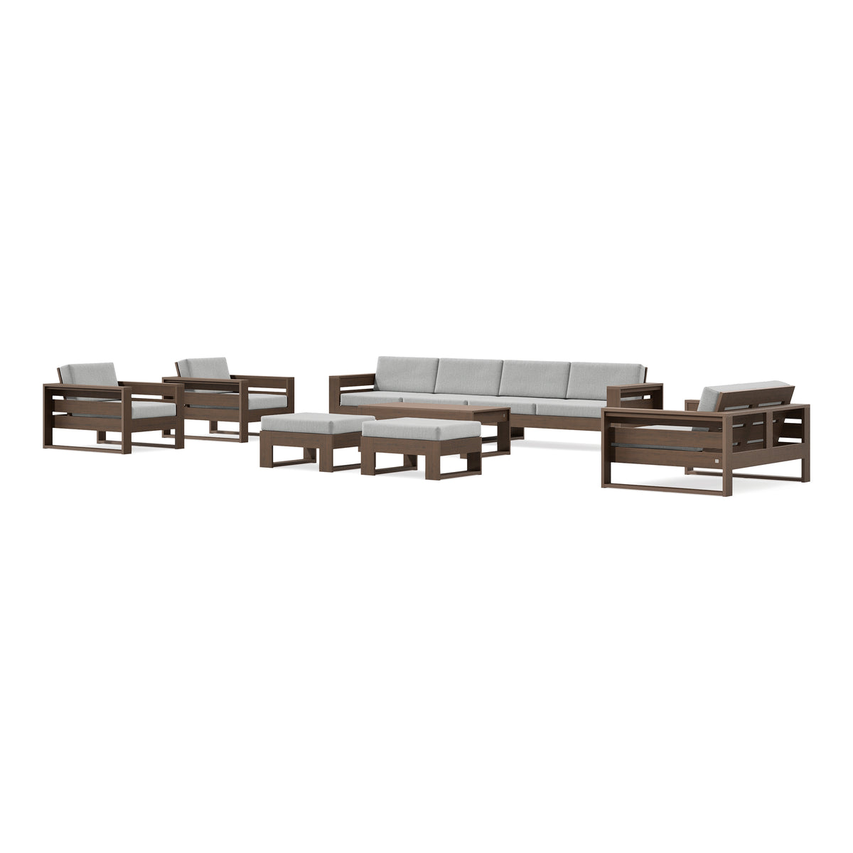 POLYWOOD PW Designer Series Latitude 8-Piece Lounge Sofa Set in Kona / Granite