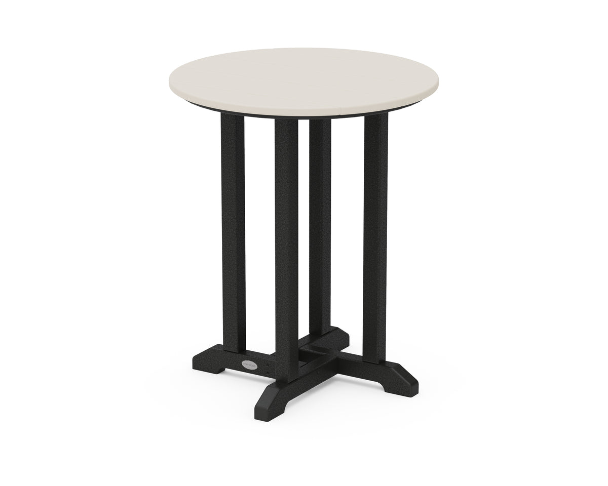 POLYWOOD Contempo 24" Round Dining Table in Black / Sand