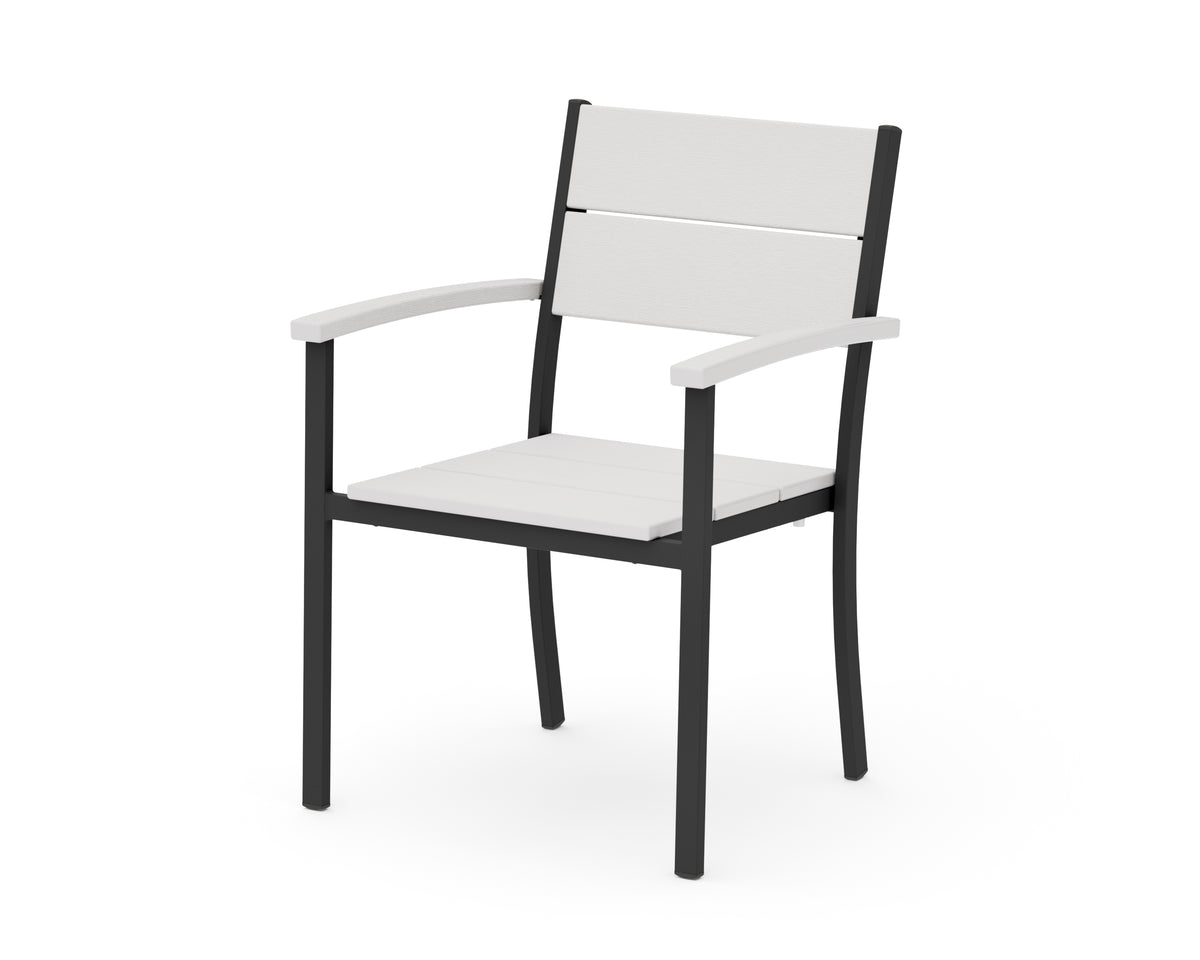 POLYWOOD Main Street Stacking Dining Arm Chair in Black / Vintage White