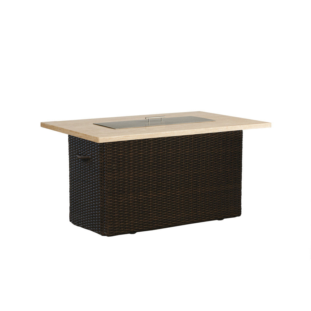 Lloyd Flanders Mesa 52" Rectangular Fire Table with Stone Top, lifestyle photo 2
