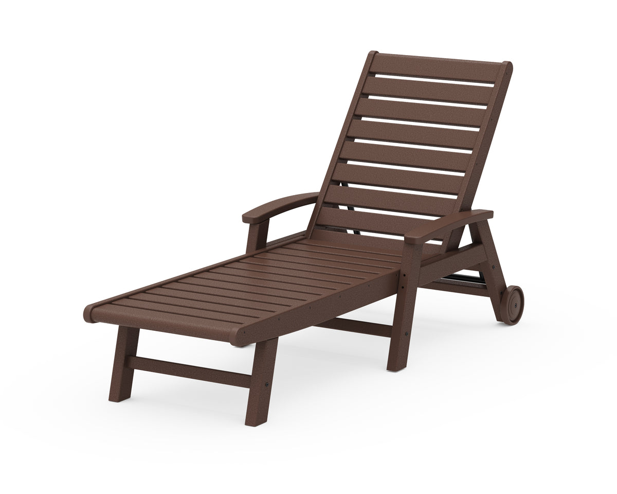 POLYWOOD Signature Chaise with Wheels in Mahogany