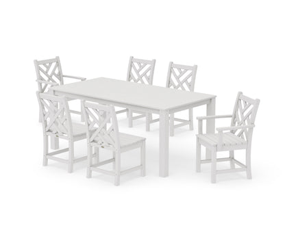 POLYWOOD Chippendale 7-Piece Parsons Dining Set in Vintage White