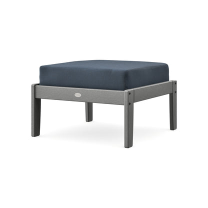 POLYWOOD Braxton Deep Seating Ottoman in Slate Grey / Marine Indigo