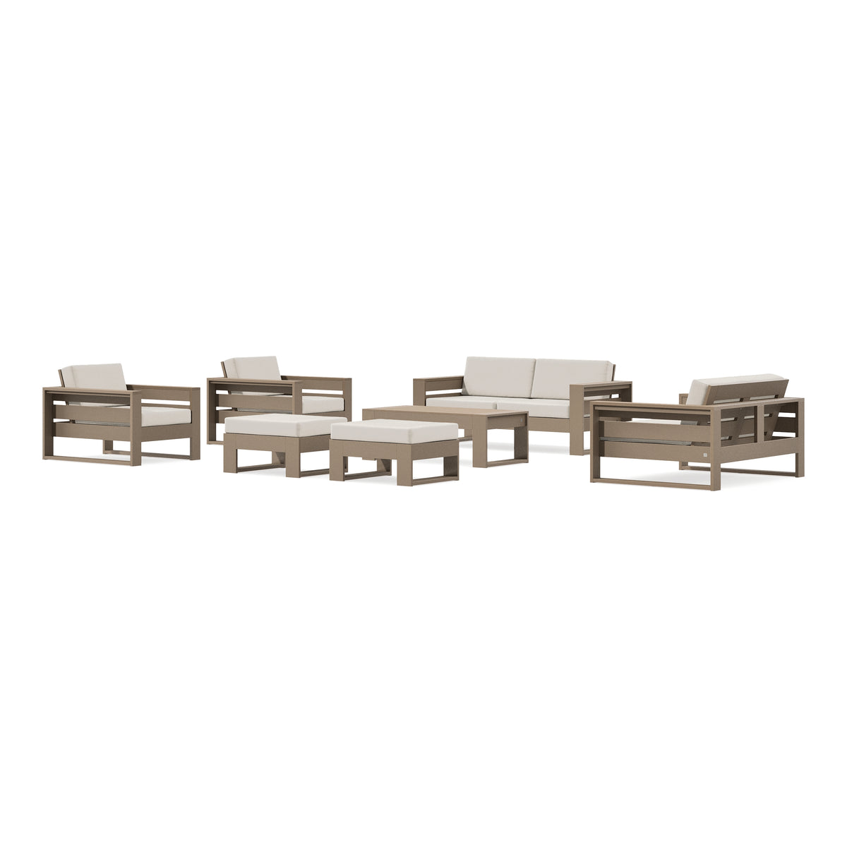 POLYWOOD PW Designer Series Latitude 7-Piece Lounge Loveseat Set in Vintage Sahara / Dune Burlap