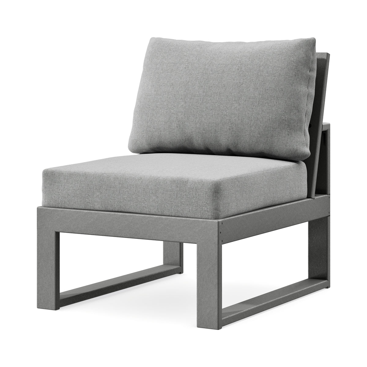 POLYWOOD Modular Armless Chair in Slate Grey / Grey Mist