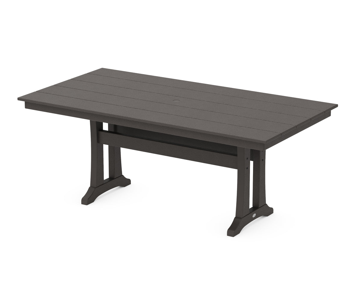 POLYWOOD Farmhouse Trestle 37" x 72" Dining Table in Vintage Coffee