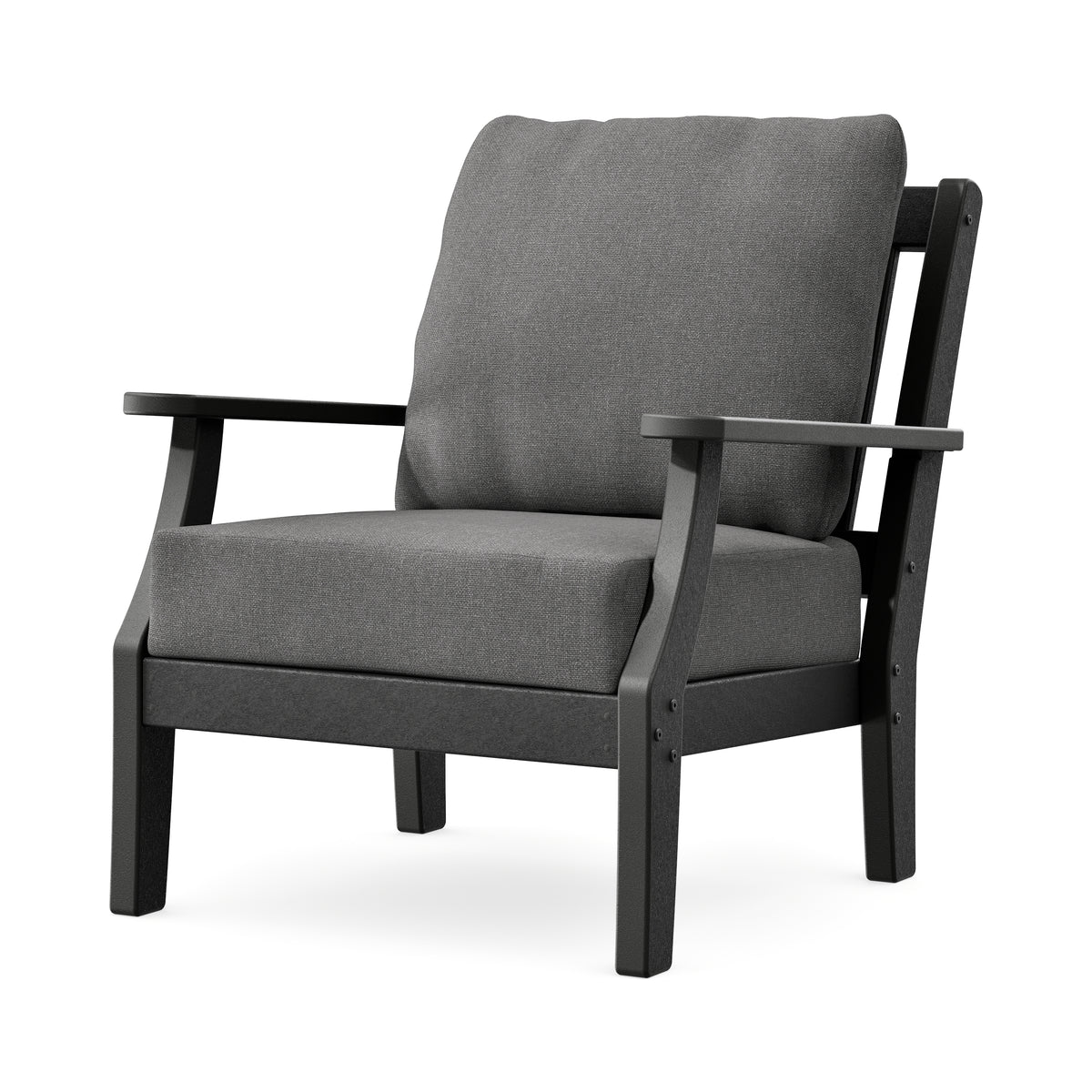 POLYWOOD Chinoiserie Deep Seating Chair in Black / Ash Charcoal