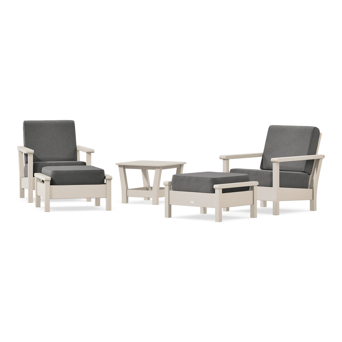POLYWOOD Harbour 5-Piece Deep Seating Chair Set in Sand