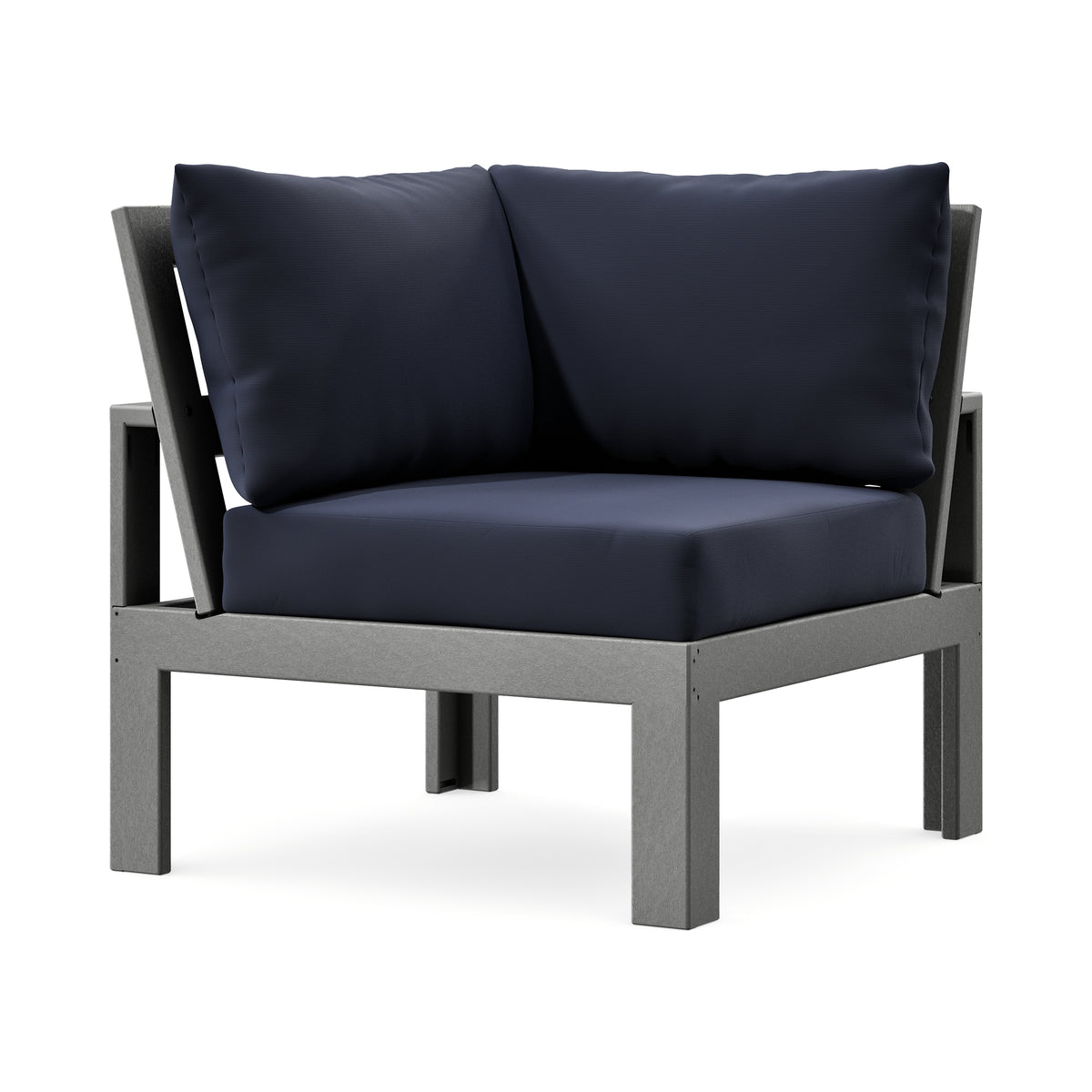 POLYWOOD Modular Corner Chair in Slate Grey / Navy