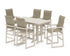 POLYWOOD EDGE Woven Highback Arm Chair 7-Piece Farmhouse Bar Set in Sand / Dune Grass