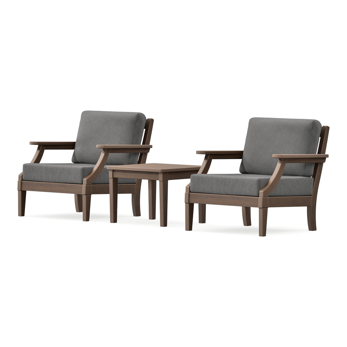 POLYWOOD PW Designer Series Estate 3-Piece Lounge Chair Set in Kona / Ash Charcoal