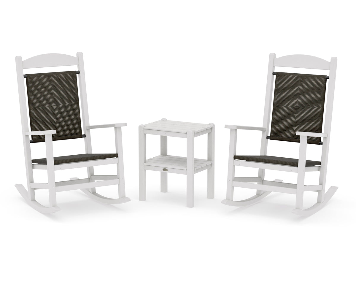 POLYWOOD Presidential Woven Rocker 3-Piece Set in Vintage White / Cahaba