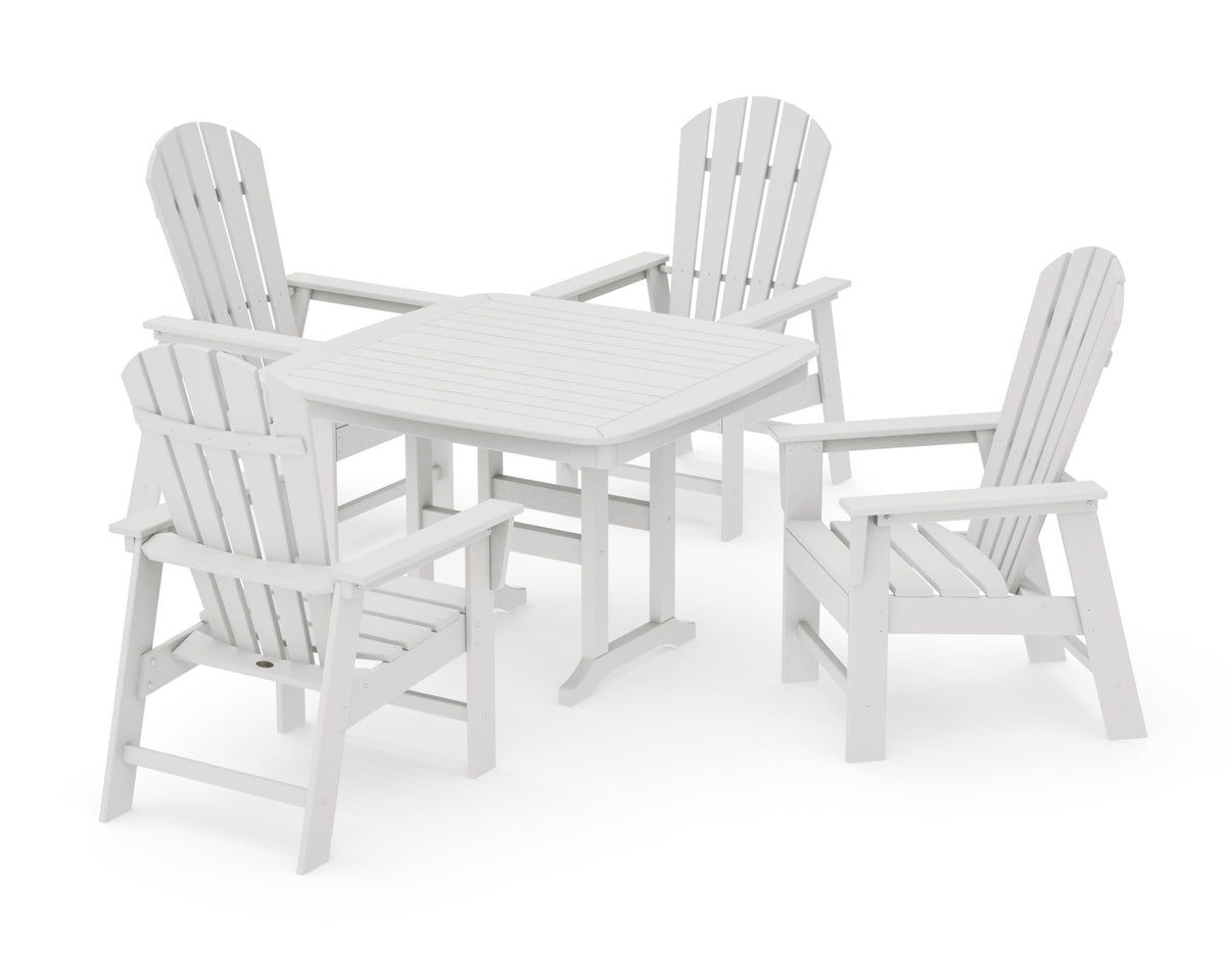 POLYWOOD South Beach 5-Piece Dining Set with Trestle Legs - 44" Table in Vintage White