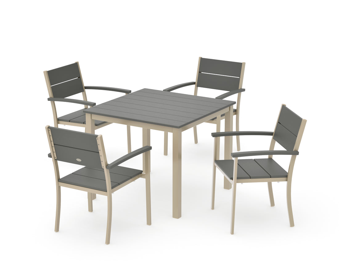 POLYWOOD Main Street 5-Piece Dining Set with Main Street 36" x 36" Dining Table in Sand / Slate Grey