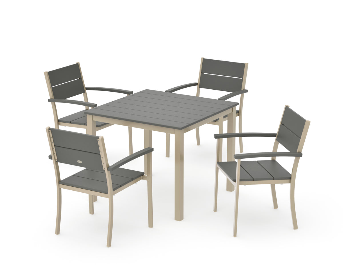 POLYWOOD Main Street 5-Piece Dining Set with Main Street 36" x 36" Dining Table in Sand / Slate Grey