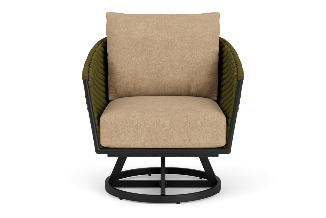 Lloyd Flanders Escape Swivel Lounge Chair with Hayden Sand fabric