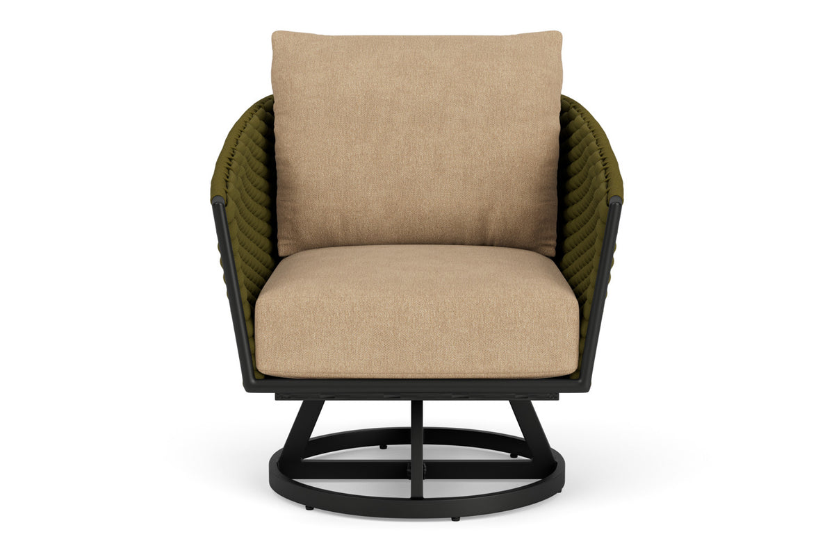 Lloyd Flanders Escape Swivel Lounge Chair with Hayden Sand fabric