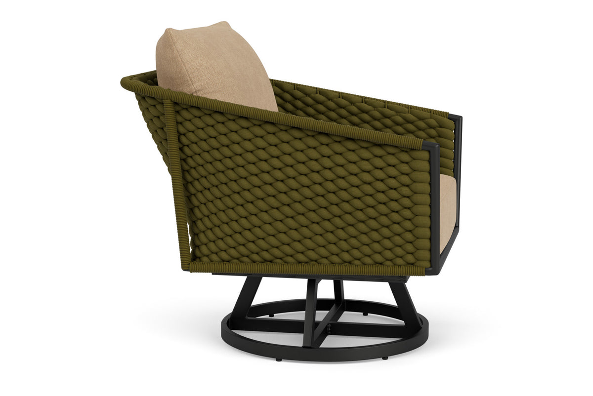 Lloyd Flanders Escape Swivel Lounge Chair with Hayden Sand fabric, view 4