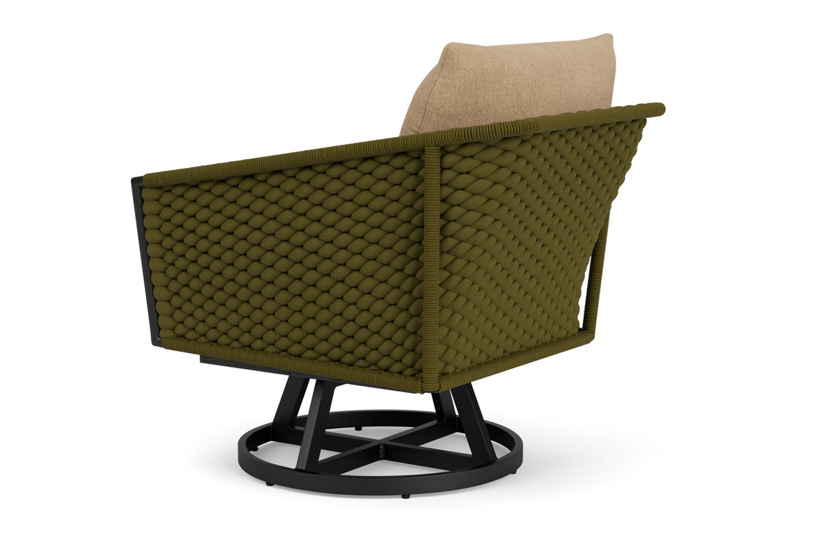 Lloyd Flanders Escape Swivel Lounge Chair with Hayden Sand fabric, view 8