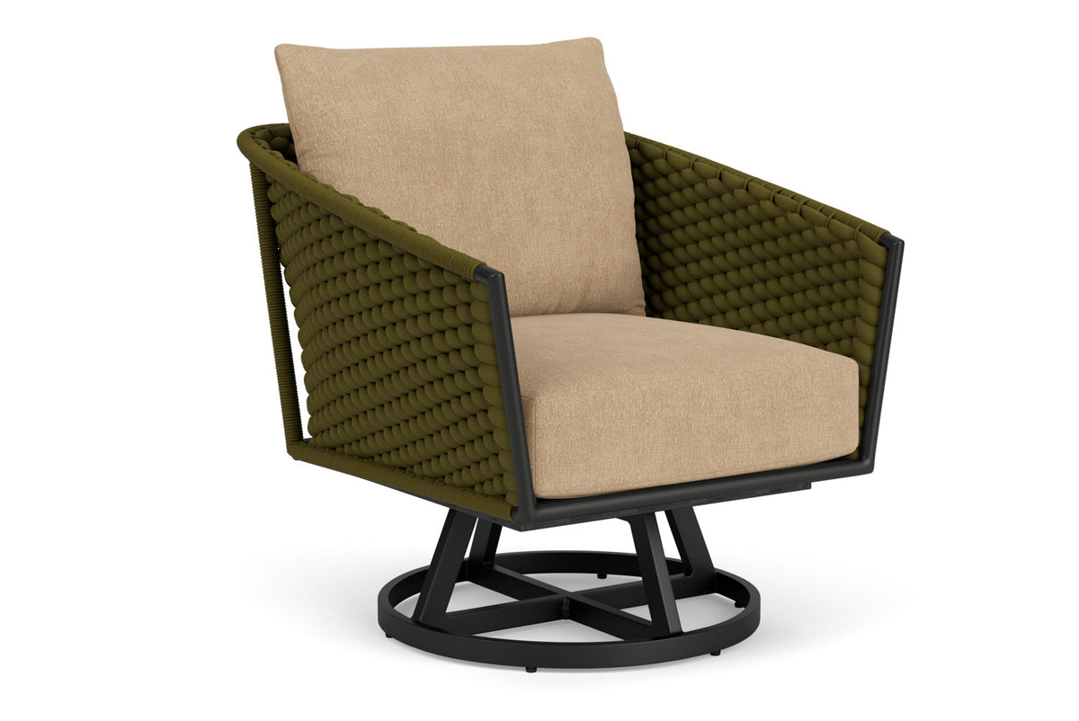 Lloyd Flanders Escape Swivel Lounge Chair with Hayden Sand fabric, view 2