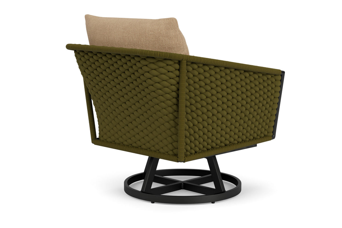 Lloyd Flanders Escape Swivel Lounge Chair with Hayden Sand fabric, view 6