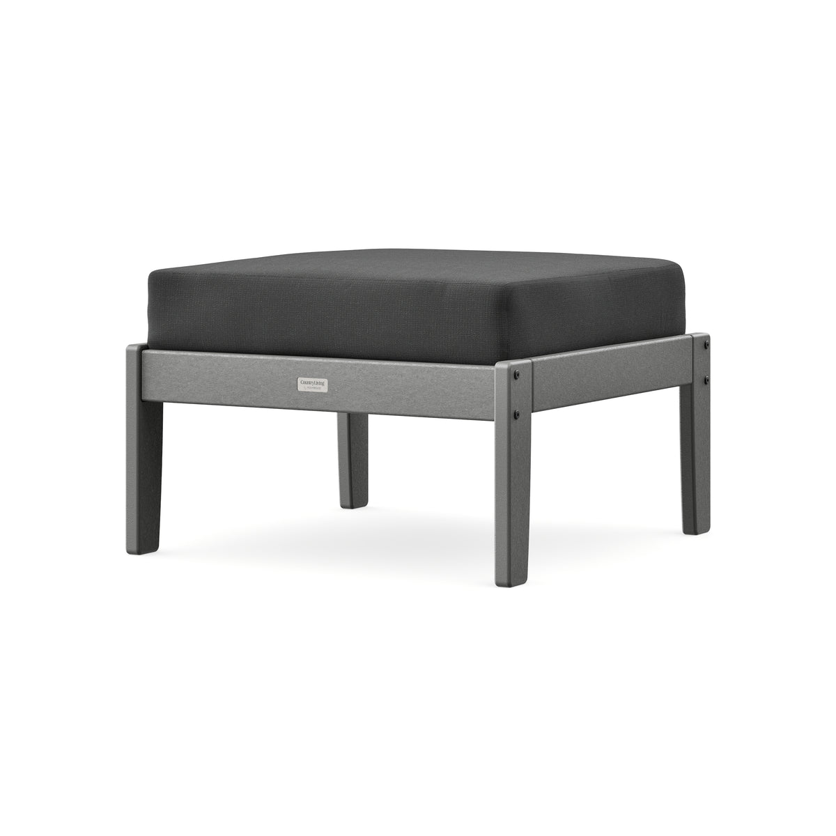 POLYWOOD Cottage Deep Seating Ottoman in Slate Grey / Spectrum Carbon